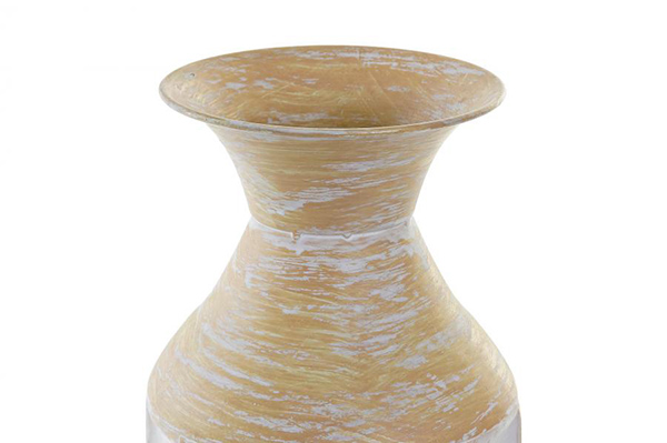 Vase metal 14x14x51 worn out white
