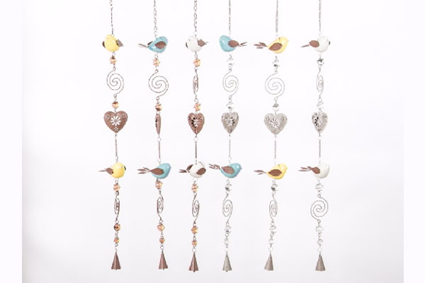 Viseća dekoracija srca i ptice sa perlama