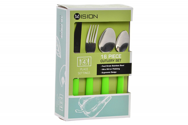 Cutlery set 16 pp inox 2x21 1,5mm green