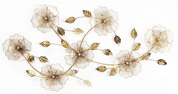 Wall decoration metal 100x7x51 flower sparkly