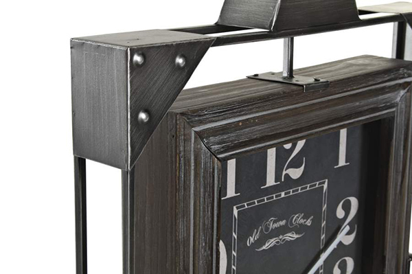 Wall clock iron wood 39x6,5x61 grey
