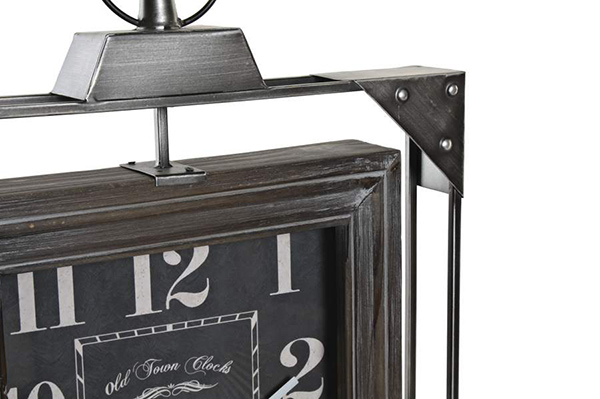 Wall clock iron wood 39x6,5x61 grey