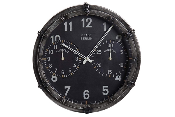 Wall clock metal 46x46x17 black