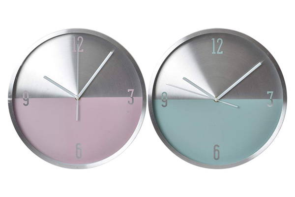 Wall clock aluminium 35,5x6 chic silver 2 mod.