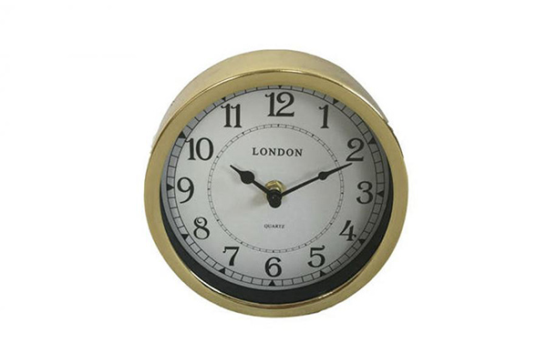 Wall clock metal 15x4 london aged golden