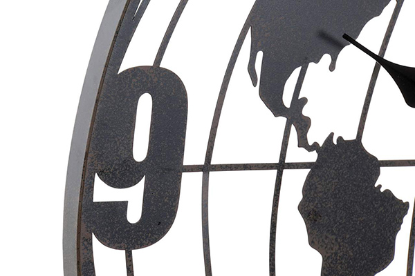 Wall clock chromed metal mdf 60x2x60 60 compass