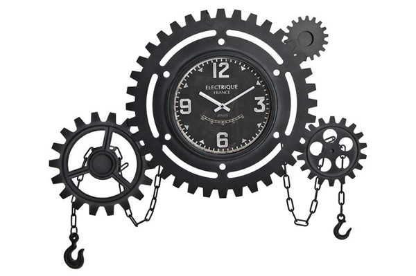 Wall clock iron 87x5x74 gears black