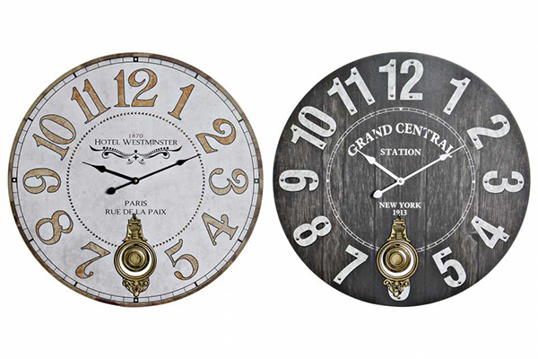 Wall clock mdf metal 58x4x58 pendulum 2 mod.