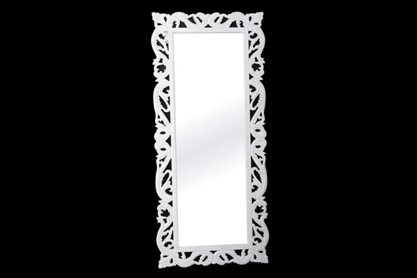 Zidno ogledalo sa belom drvenom bordurom 54x120cm