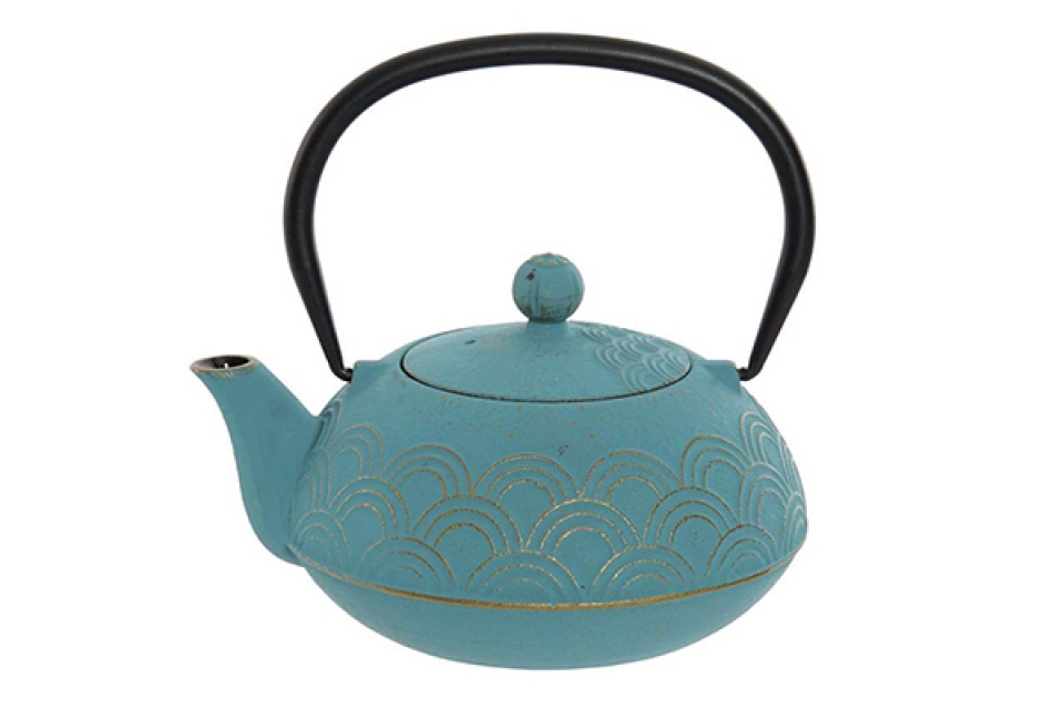 Teapot cast iron inox 18x15x10 900 ml, golden blue