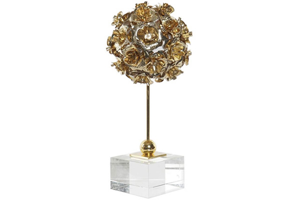 Decoration metal acrylic 12,5x12,5x29 roses golden
