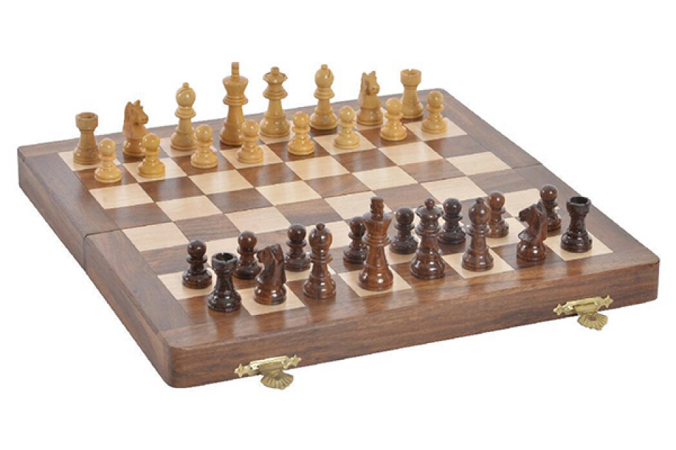 Game set 2 sheesham beech 25,5x25,5x2 chess brown