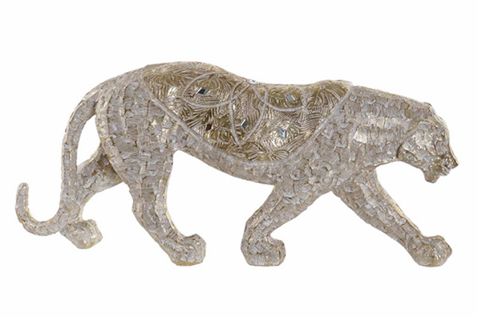 Figure resin 49,5x10x21,5 leopard golden