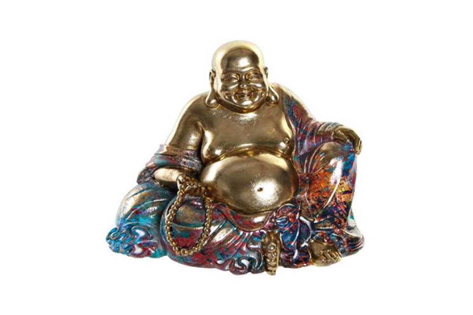 Figure resin 21,5x16,5x17 buddha multicolored