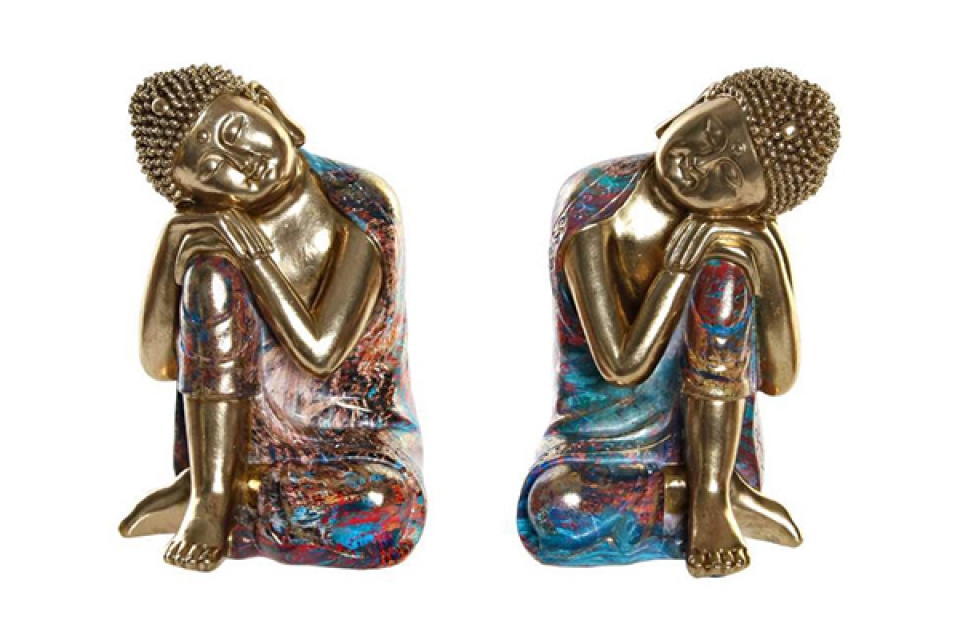 Figure resin 16x16x24 buddha golden multicolored