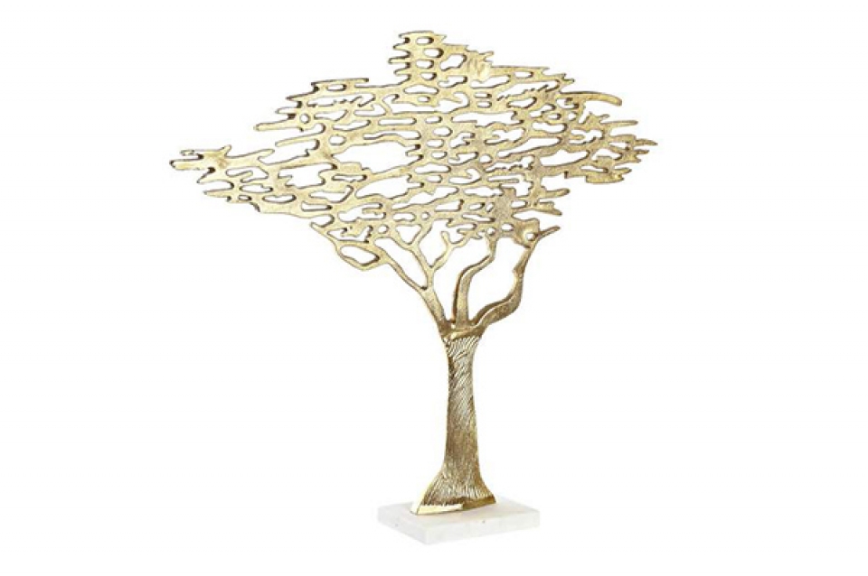 Figure aluminium marble 58x10x54 tree golden