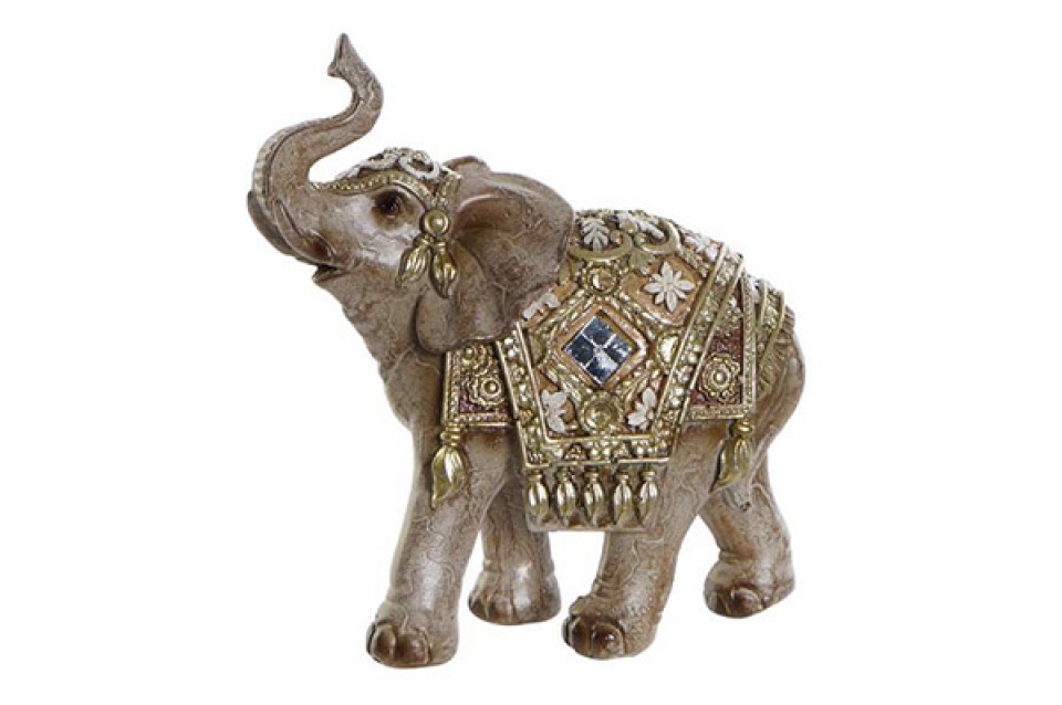 Figure resin 12x5x13 elephant golden