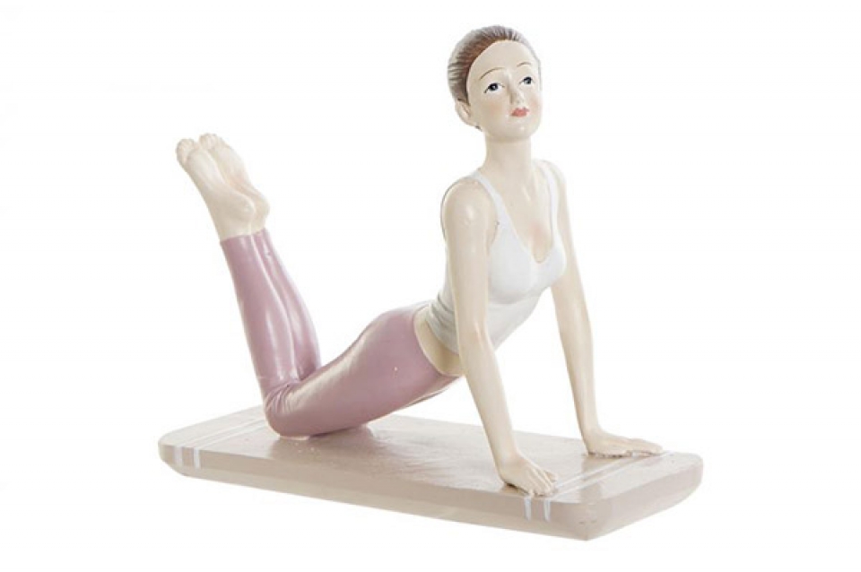 Figure resin 16x6x13 yoga girl pink