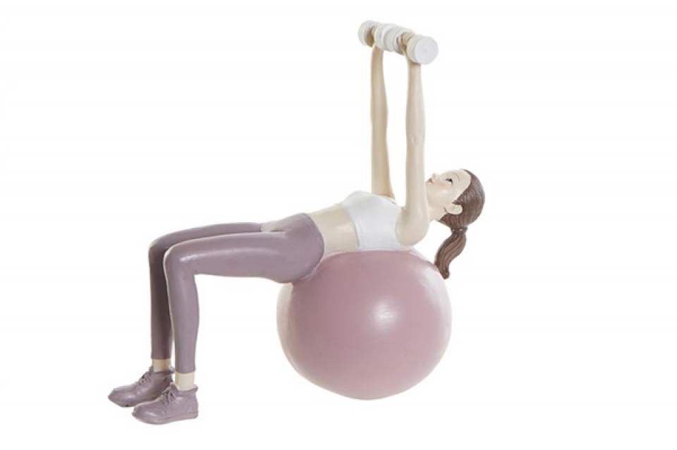Figure resin 18,5x8x17,5 yoga girl pink