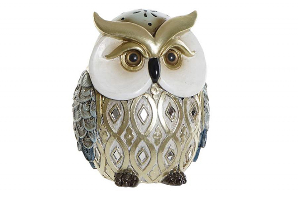 Figura owl golden 10x7x12