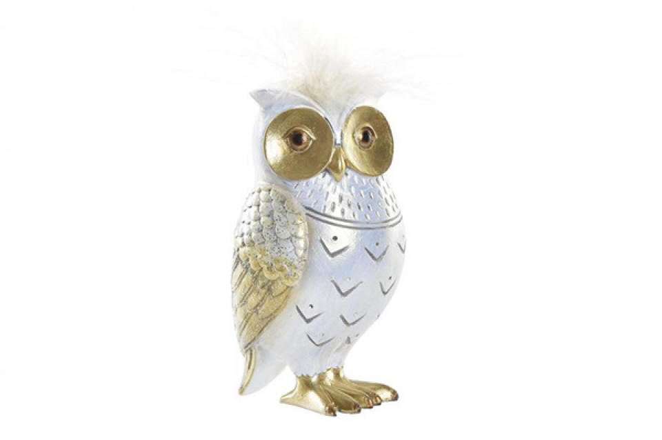 Figure resin 6,5x7x13 owl golden