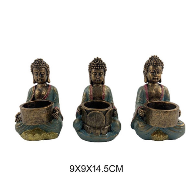 Figure resin 9x9x14,5 candle holder buddha 3 mod.
