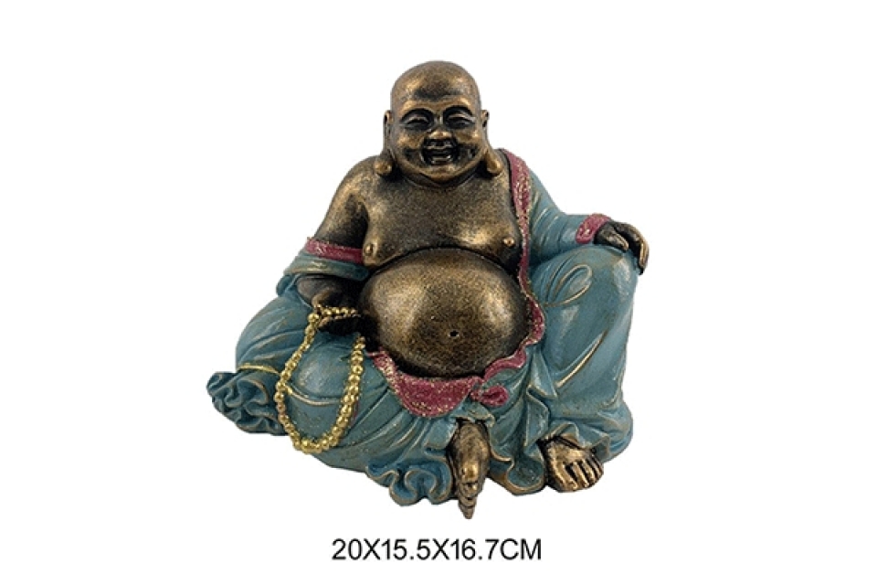 Figure resin 20x15,5x16,7 buddha turquoise