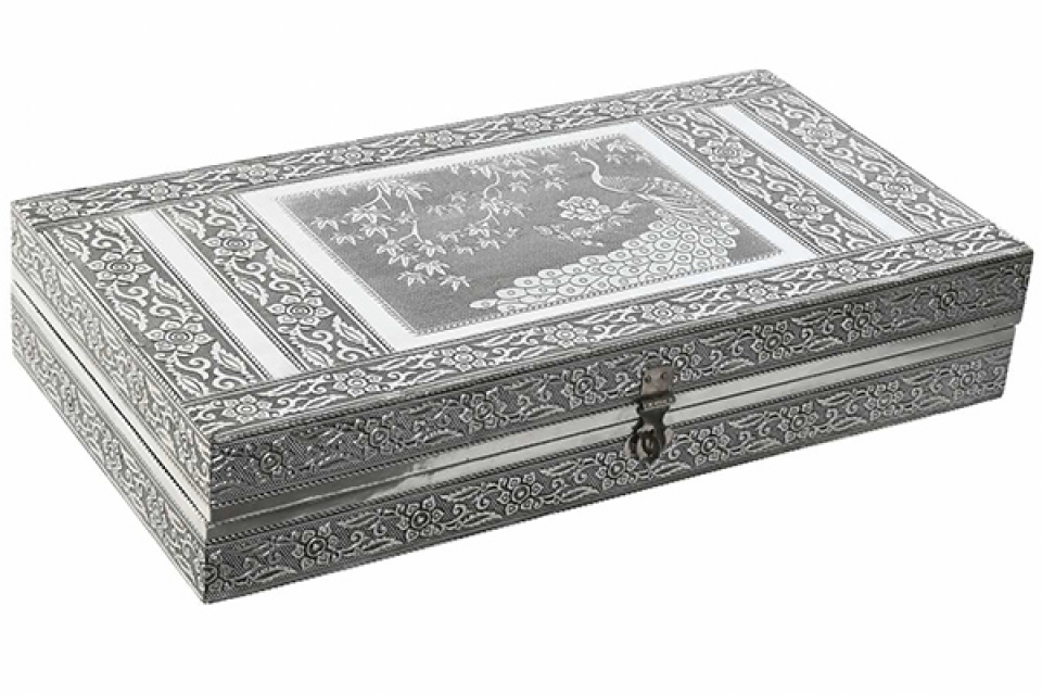Kutija za nakit paun silver  38x20x7,5