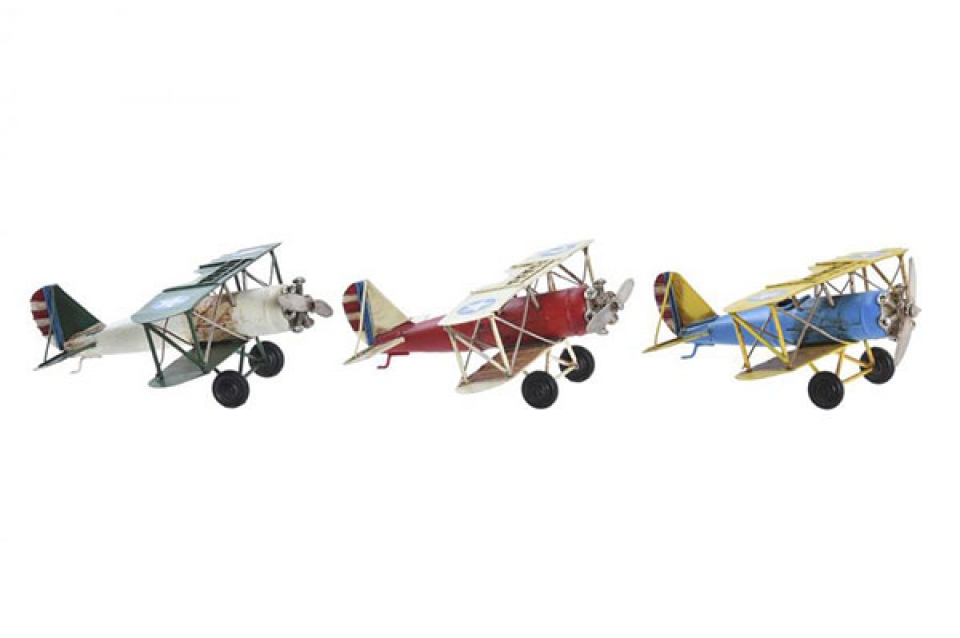 Metalna dekoracija avion u boji 16x15,5x7 3 modela