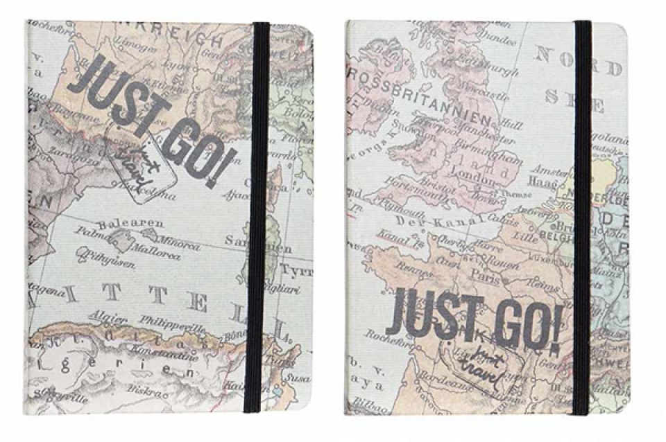 Notebook paperboard 10,5x1,5x14,5 80h world map 2