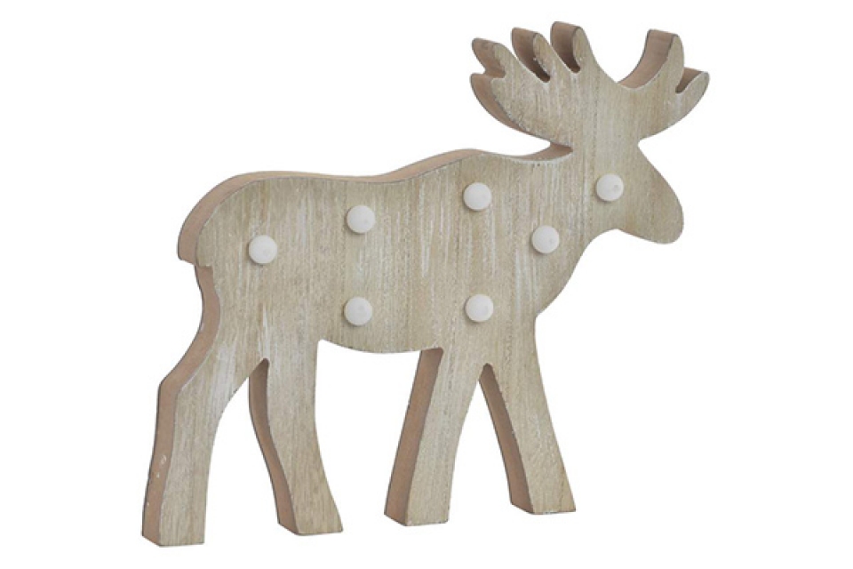 Figure led wood 26x2,5x25 7 leds reindeer