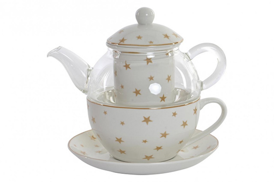 Teapot porcelain glass 15x19x14 250ml. bowl star