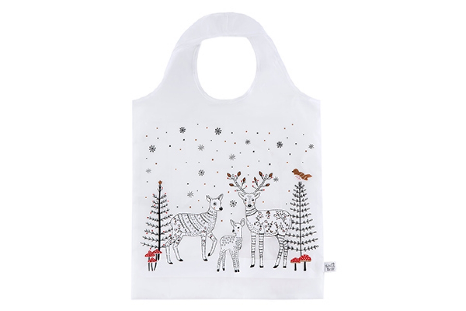 Winter forest folk deer foldable shopping bag
