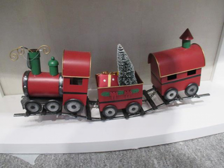 Decorative vehicle metal 62,5x13x27 train red