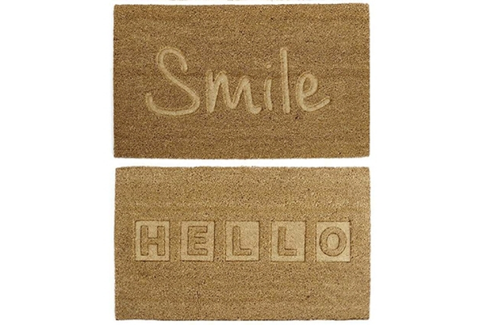 Doormat coco fiber 75x45x2 hello smile 2 mod.