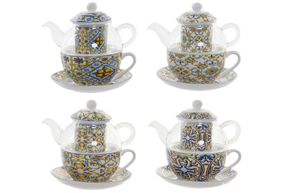 Teapot glass 16,5x13,5x14 250 ml. tiles 4 mod.
