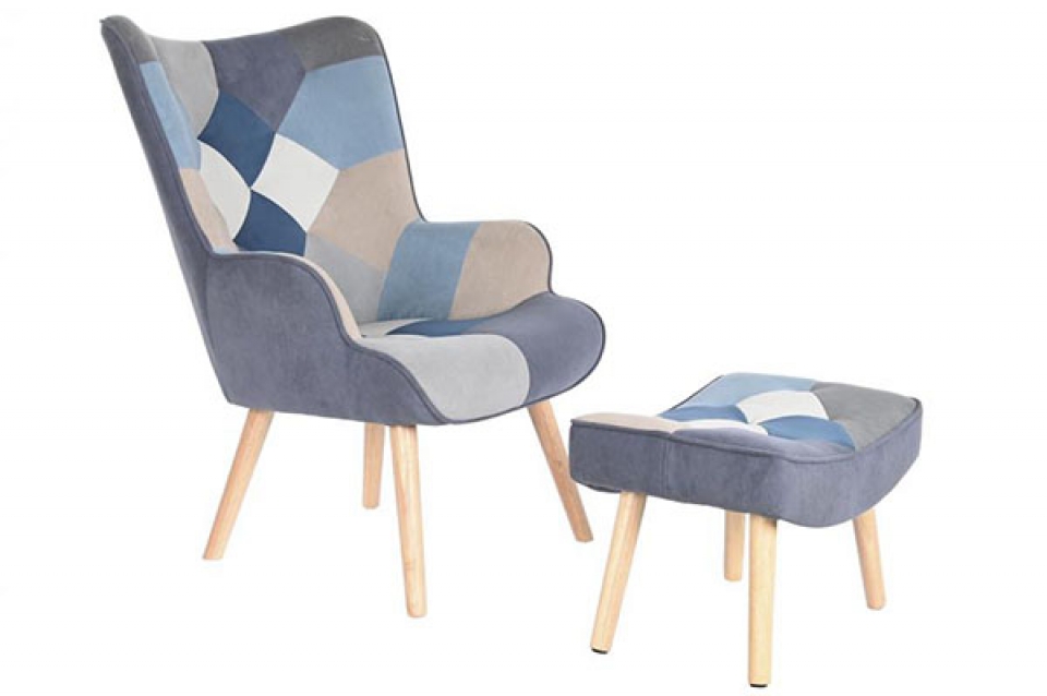 Set fotelja i stilica za noge blue / 2 70x73x100
