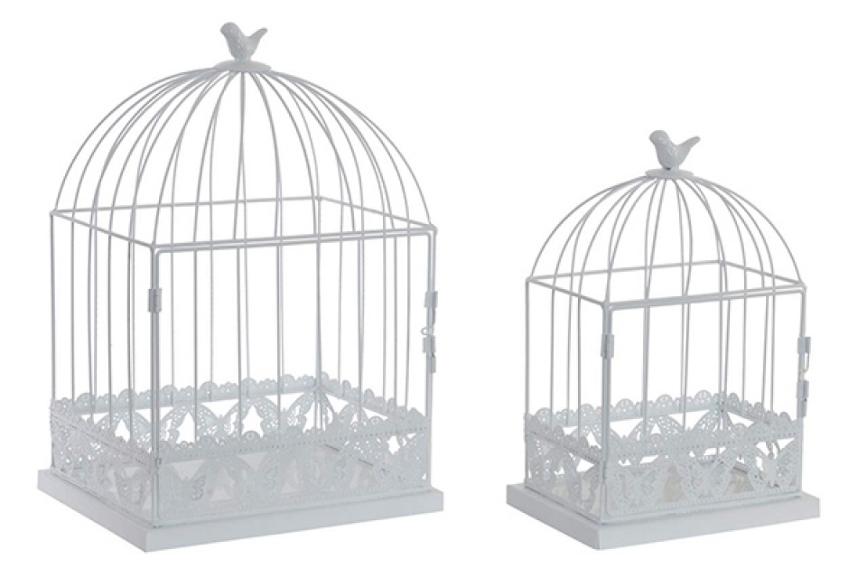 Cage set 2 metal 28x21x40 butterfly white