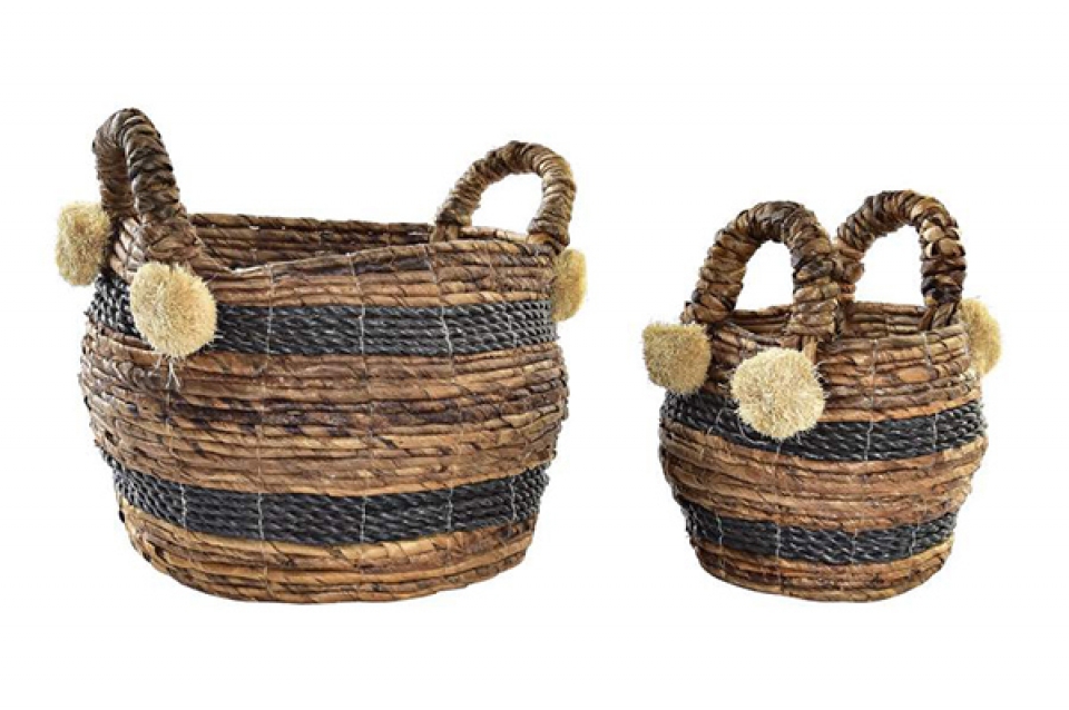 Basket set 2 fiber 31x31x33 brown