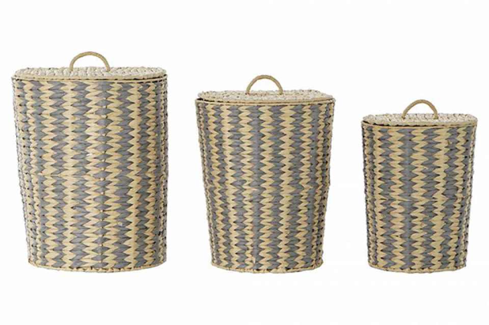Laundry basket set 3 fiber 44x44x56 natural
