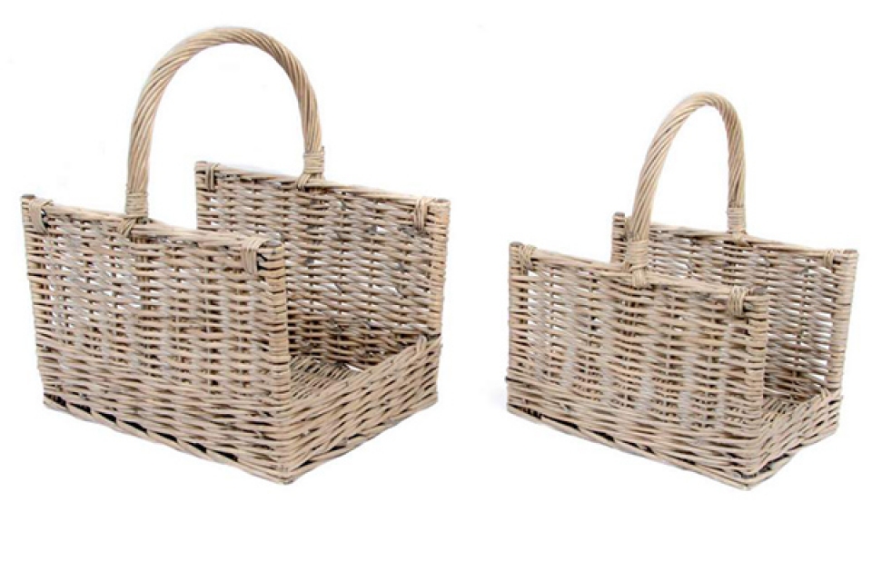 Basket set 2 wicker 35x45x30 firewood