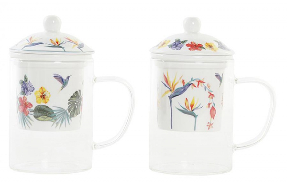 Tea mug glass 12x8x14,5 300ml, tropic 2 mod.