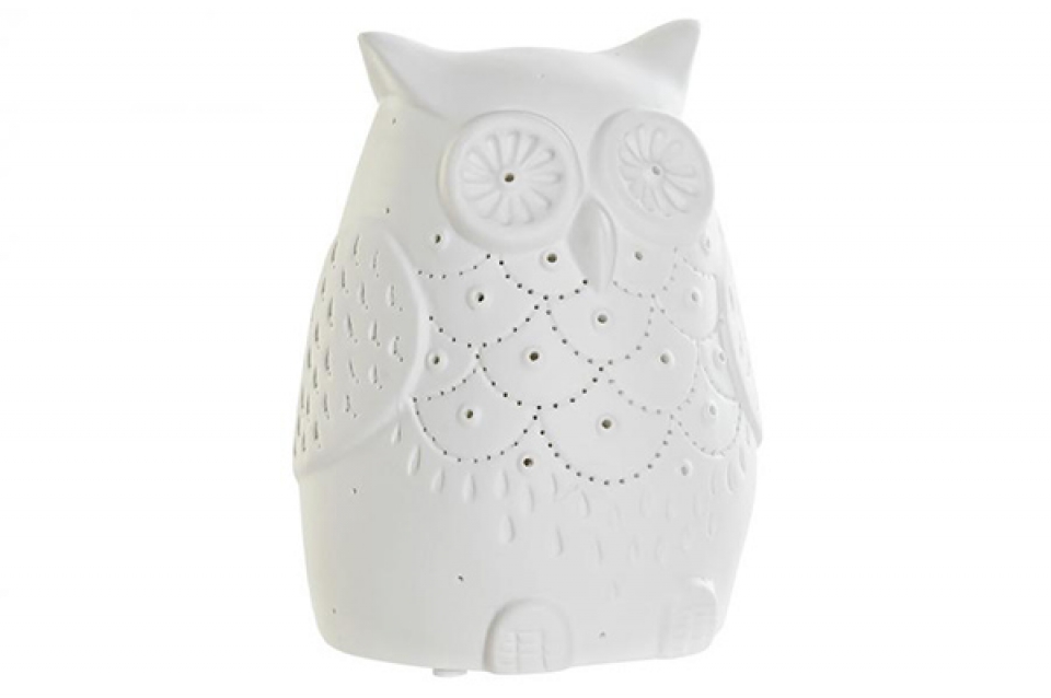 Stona lampa owl white 14x13x19