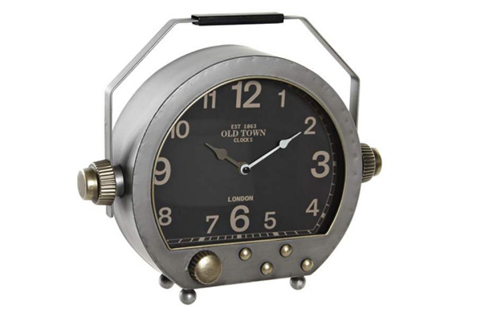 Table clock iron 34x10x29,5 silver