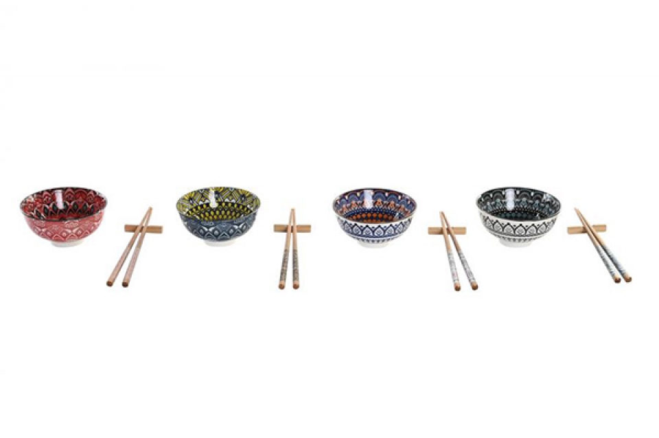 Sushi set 12 bamboo stoneware 34x34x6,5 mandala
