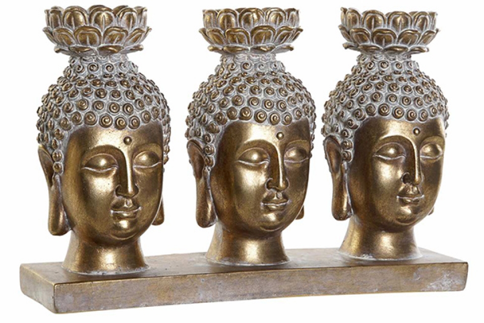 Figure resin 27x9x18 candle holder buddha aged