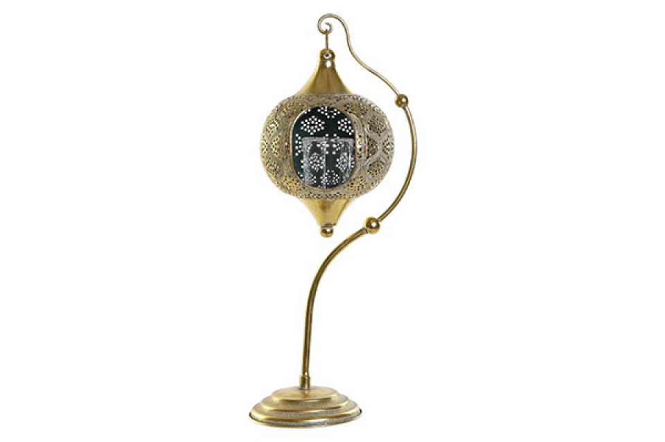 Candle holder metal glass 18x14x44 pendant golden