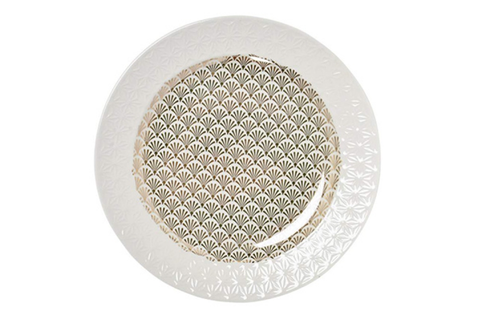 Plate porcelain 25,5x25,5x3 chic metallic white