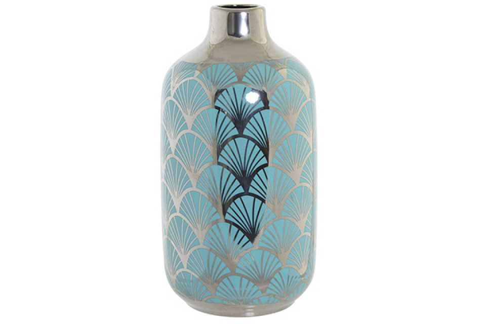 Vase porcelain 15x15x33,5 chromed turquoise