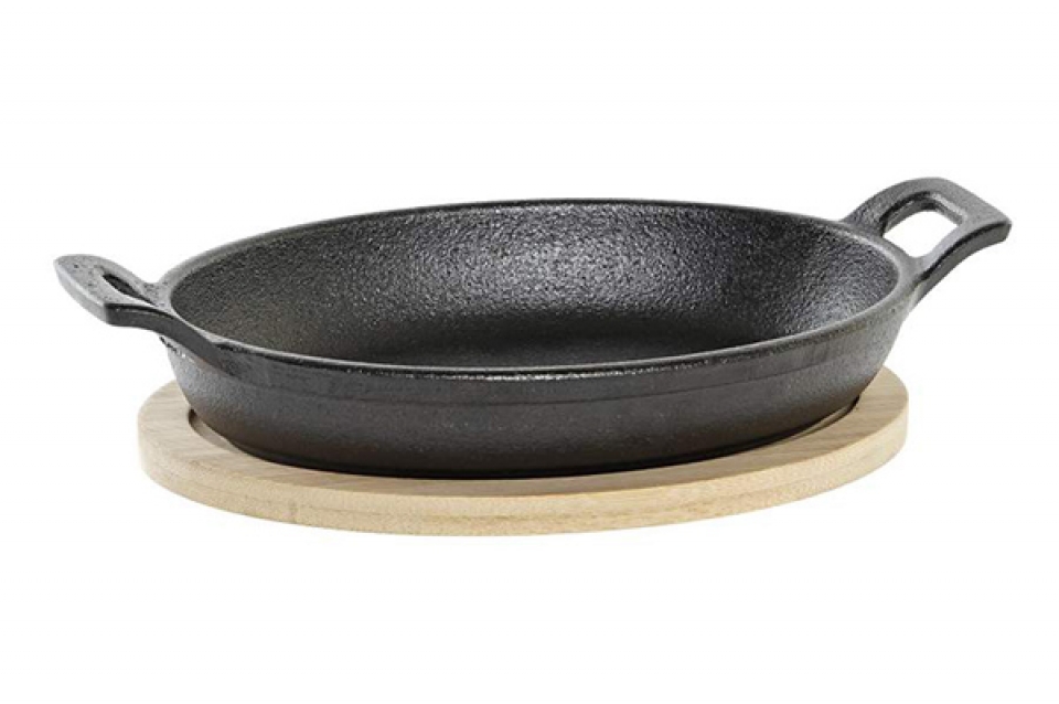 Stew pot iron bamboo 22x12x5 black